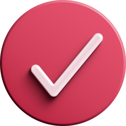 Red round 3D check icon