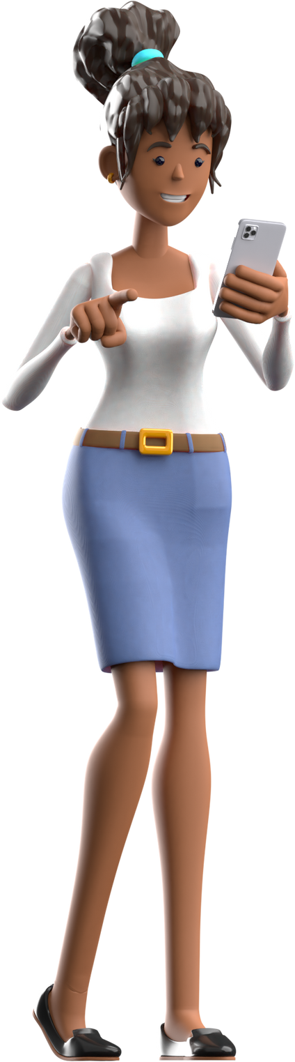 3D female character using smartphone